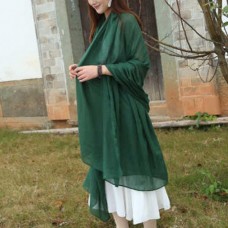 Female bib Korean wild long shawl wild green silk scarf