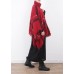 red plaid tassel cloak women casual high neck knit sweater