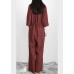 Plus Size Burgundy drawstring Half Sleeve Linen Body Suits Romper