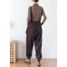 Unique dark blue high waist spring jumpsuit pants