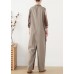 nude patchwork new plaid  loose retro ming Harem cotton pants jumpsuit