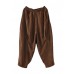 Coffee Corduroy harem Pants elastic waist Spring