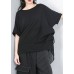 Women black shirts women Fine Cotton Chiffon Spliced Solid Irregular Blouse