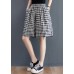 Stylish Black White Plaid Elastic Waist pocket hot pants Summer