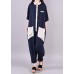 Women linen Fitted Fashion Spliced Big Pockets Casual Romper