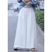 Casual White wrinkled Embroideried Linen wide leg Pants Spring