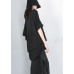 Women black shirts women Fine Cotton Chiffon Spliced Solid Irregular Blouse