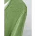 Leaf Green Ribbed V-Neck Layered Knit Top Leaf Green Ribbed V-Neck Layered Knit Top