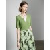 Leaf Green Ribbed V-Neck Layered Knit Top Leaf Green Ribbed V-Neck Layered Knit Top