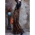 Women Coffee Button Patchwork Fall retro jumpsuit pants